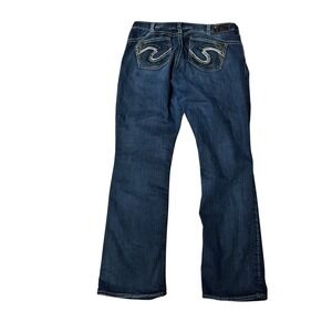 Silver Jeans Co Women's Blue Wash Bootcut Jeans Embellished Pockets Size 16(tag)
